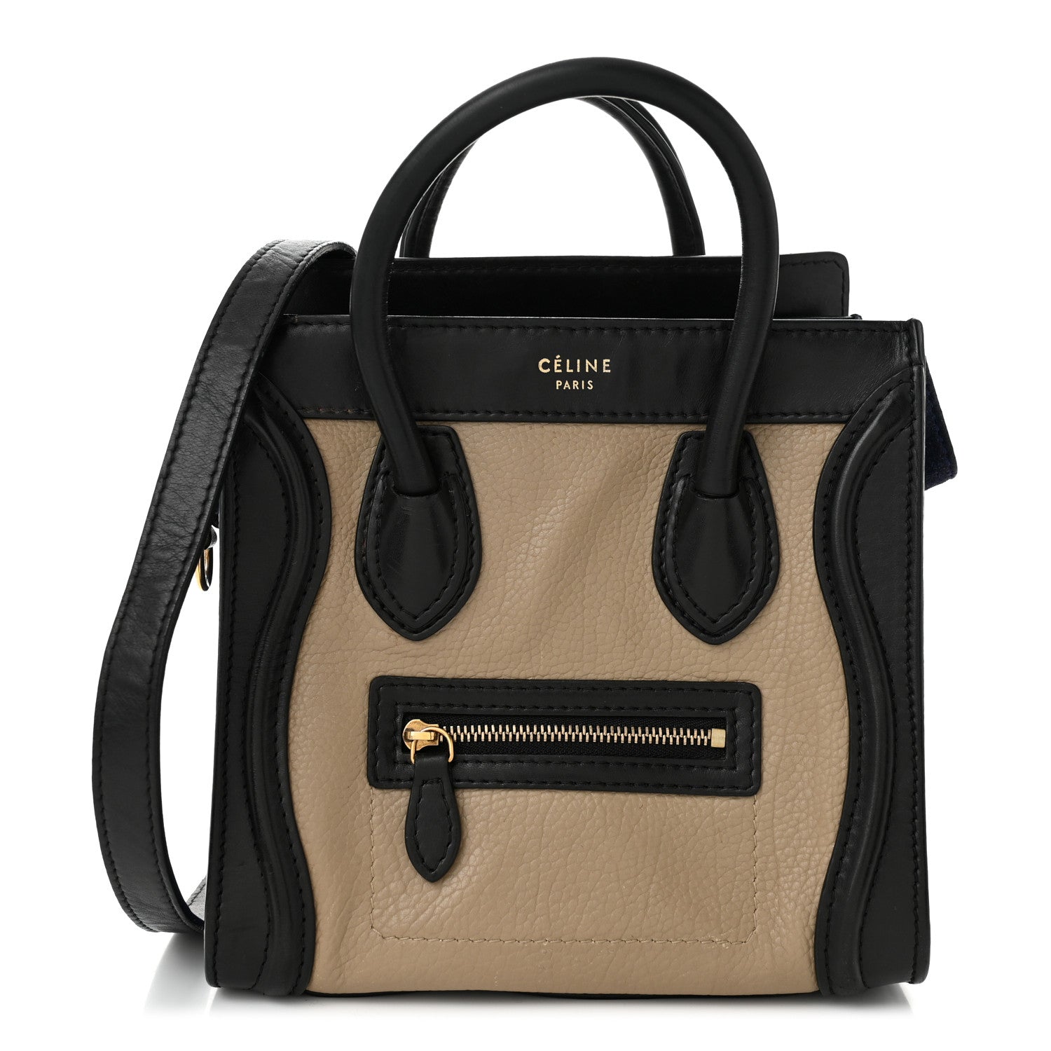 Celine Elephant Calfskin Suede Tri-color Nano Luggage Sand 1 of 13