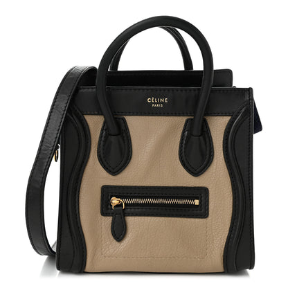 Celine Elephant Calfskin Suede Tri-color Nano Luggage Sand 1 of 13
