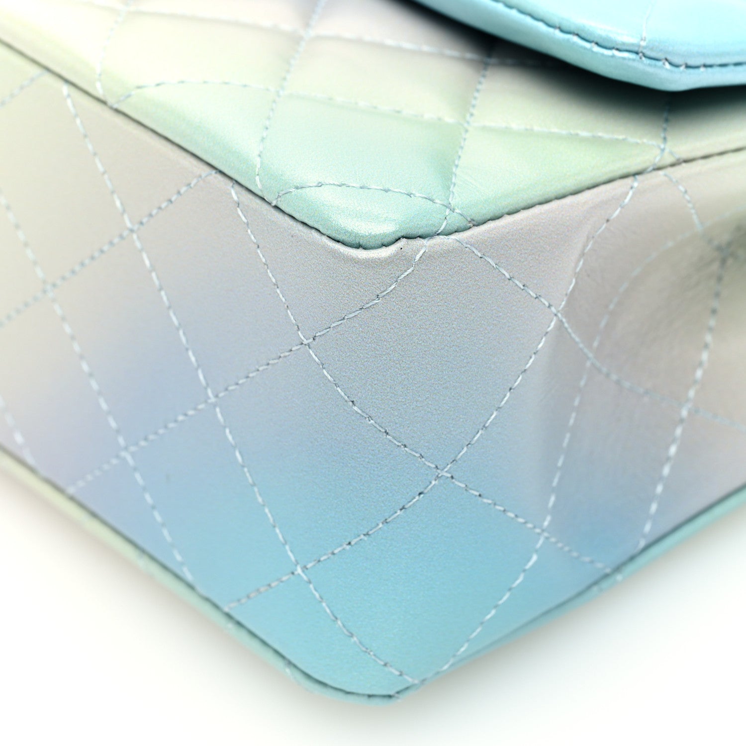 Chanel Lambskin Quilted Tie Dye Ombre Mini Rectangular Flap Blue Multicolor 10 of 10