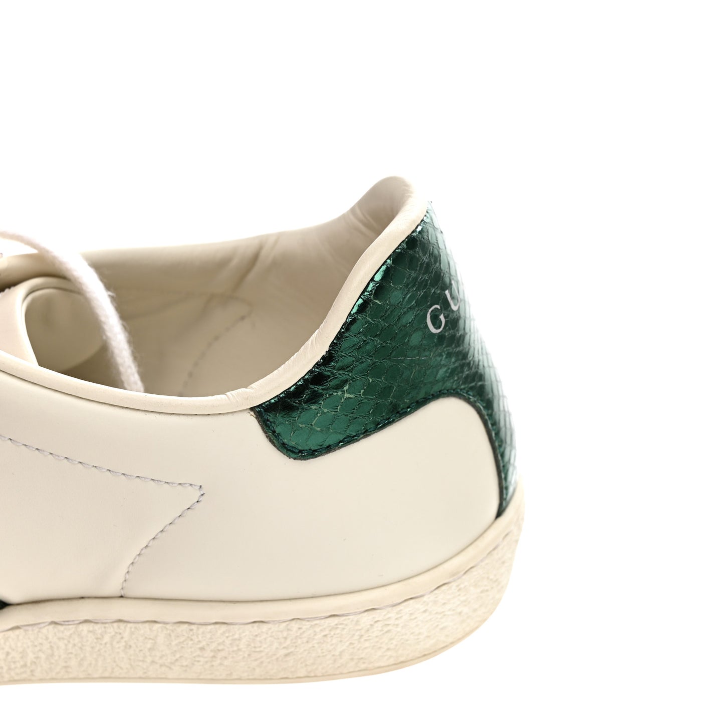 Calfskin Ayers Bee Embroidered Womens Ace Sneakers 36 White Green