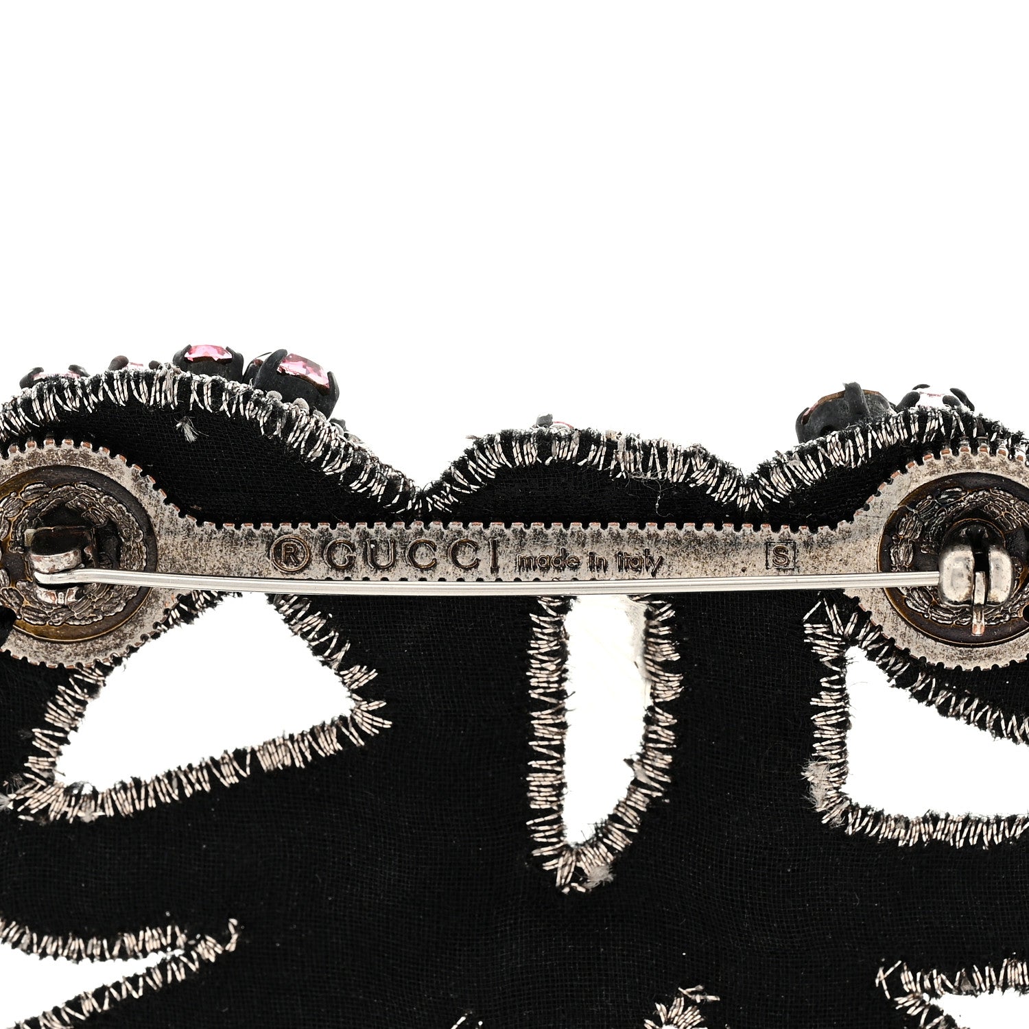 Gucci Metal Crystal Bow Brooch Pink 3 of 3