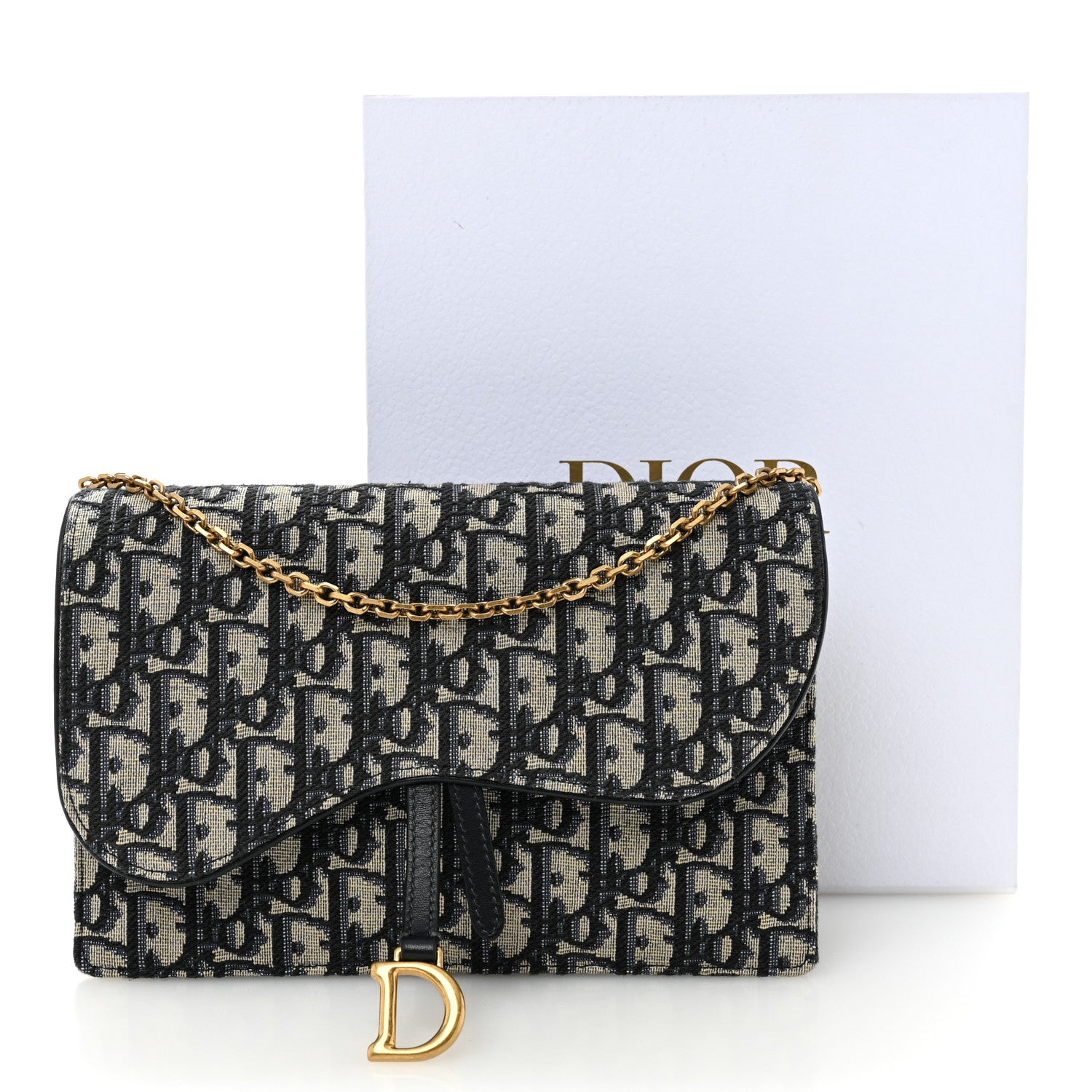 Christian Dior Oblique Saddle Chain Pouch Blue 11 of 11