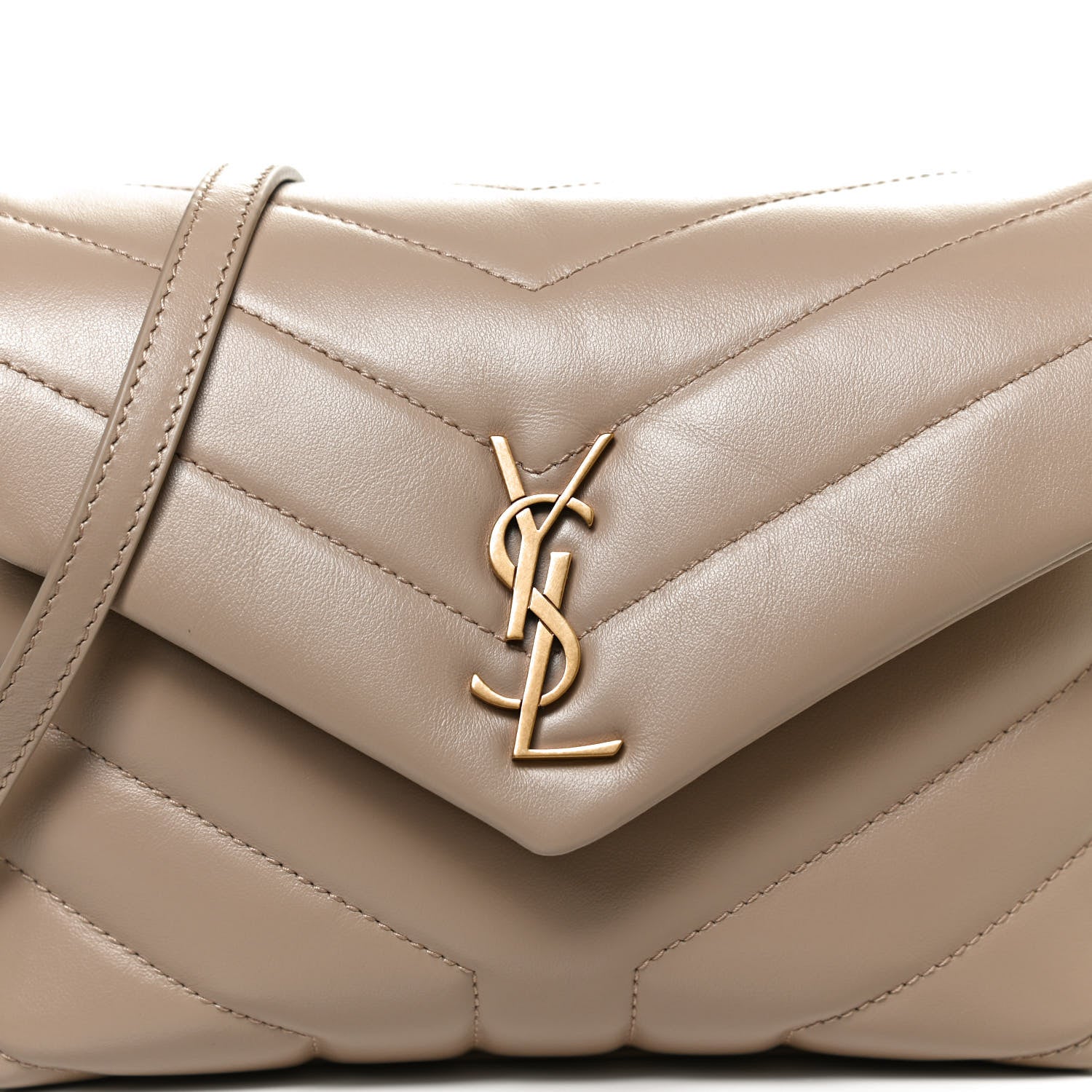 Saint Laurent Calfskin Y Quilted Monogram Toy Loulou Crossbody Bag Latte 7 of 12