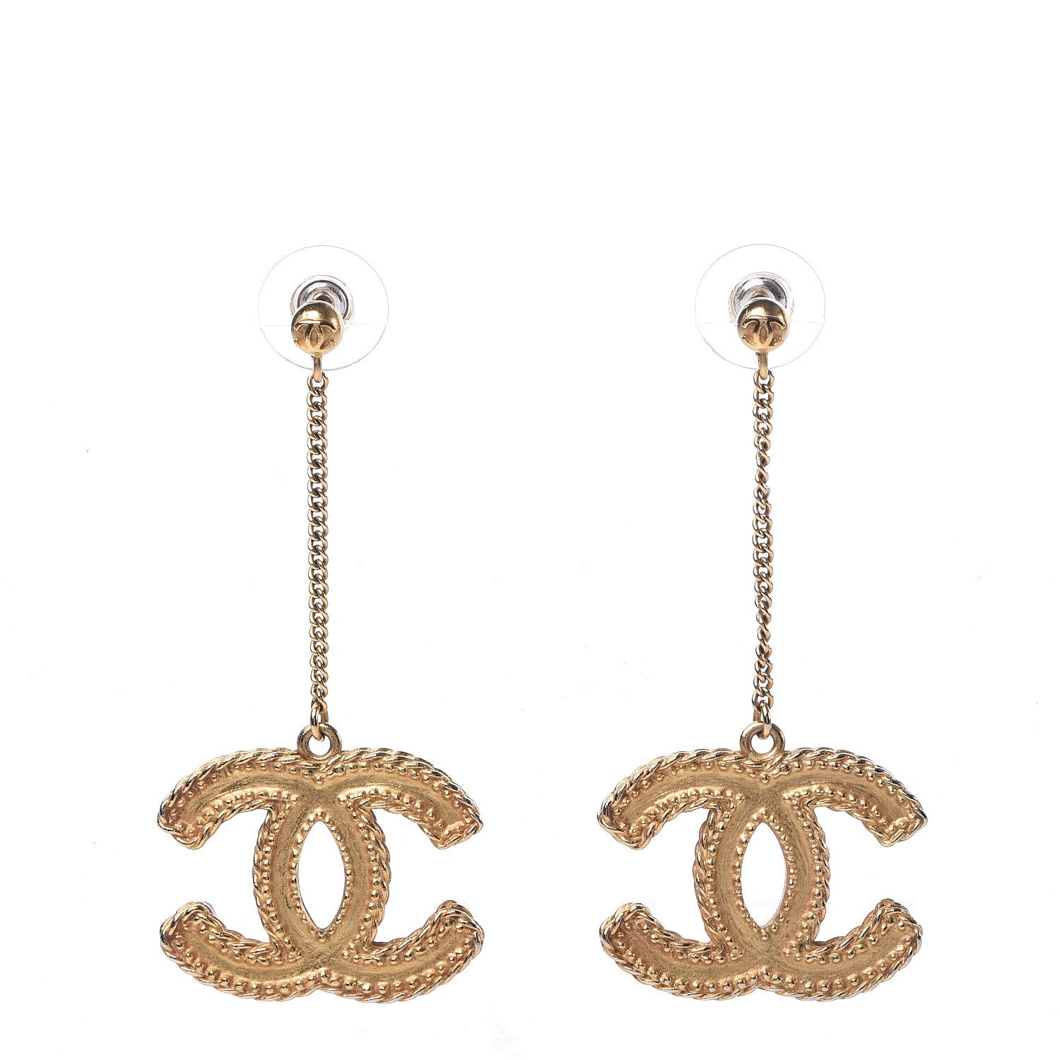 Chanel CC Drop Earrings Matte Gold 1 of 5