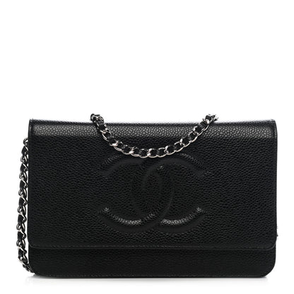Chanel Caviar Timeless CC Wallet On Chain WOC Black 1 of 9
