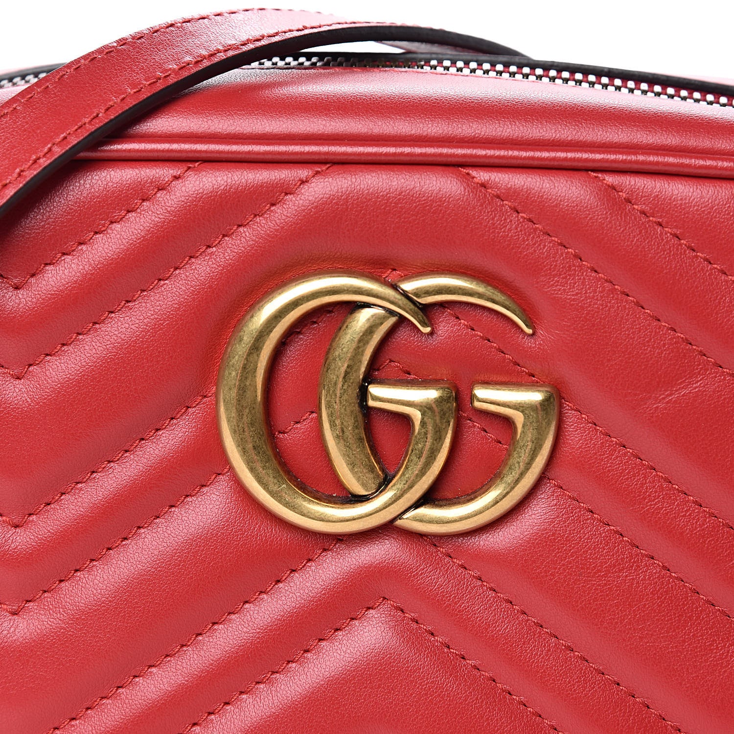 Gucci Calfskin Matelasse Small GG Marmont Chain Shoulder Bag Hibiscus Red 8 of 10