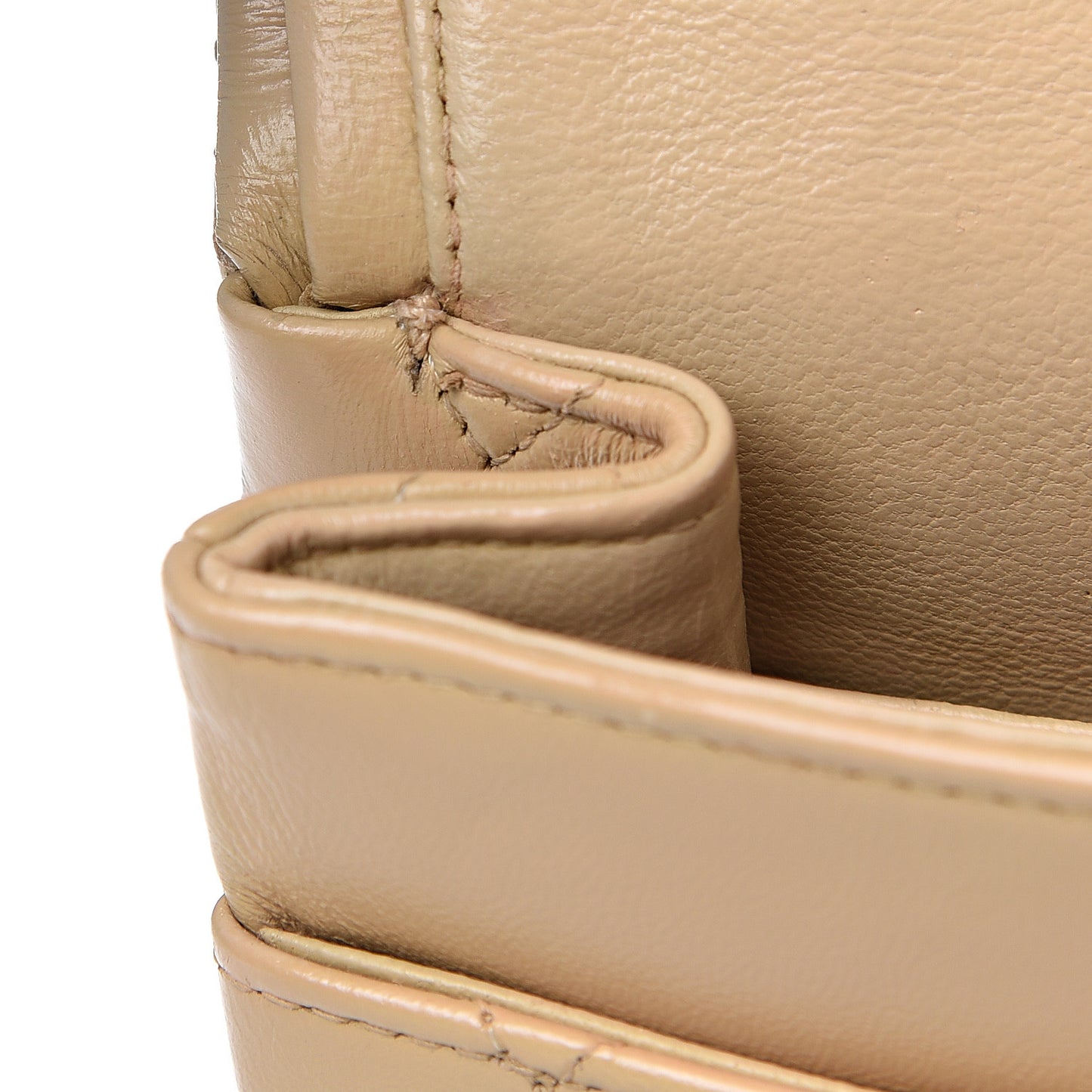 Lambskin Quilted Small Double Flap Beige