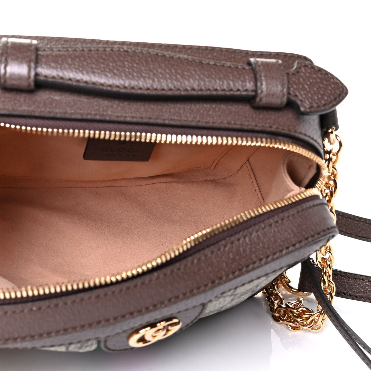 GG Supreme Monogram Mini Ophidia Top Handle Shoulder Bag Brown