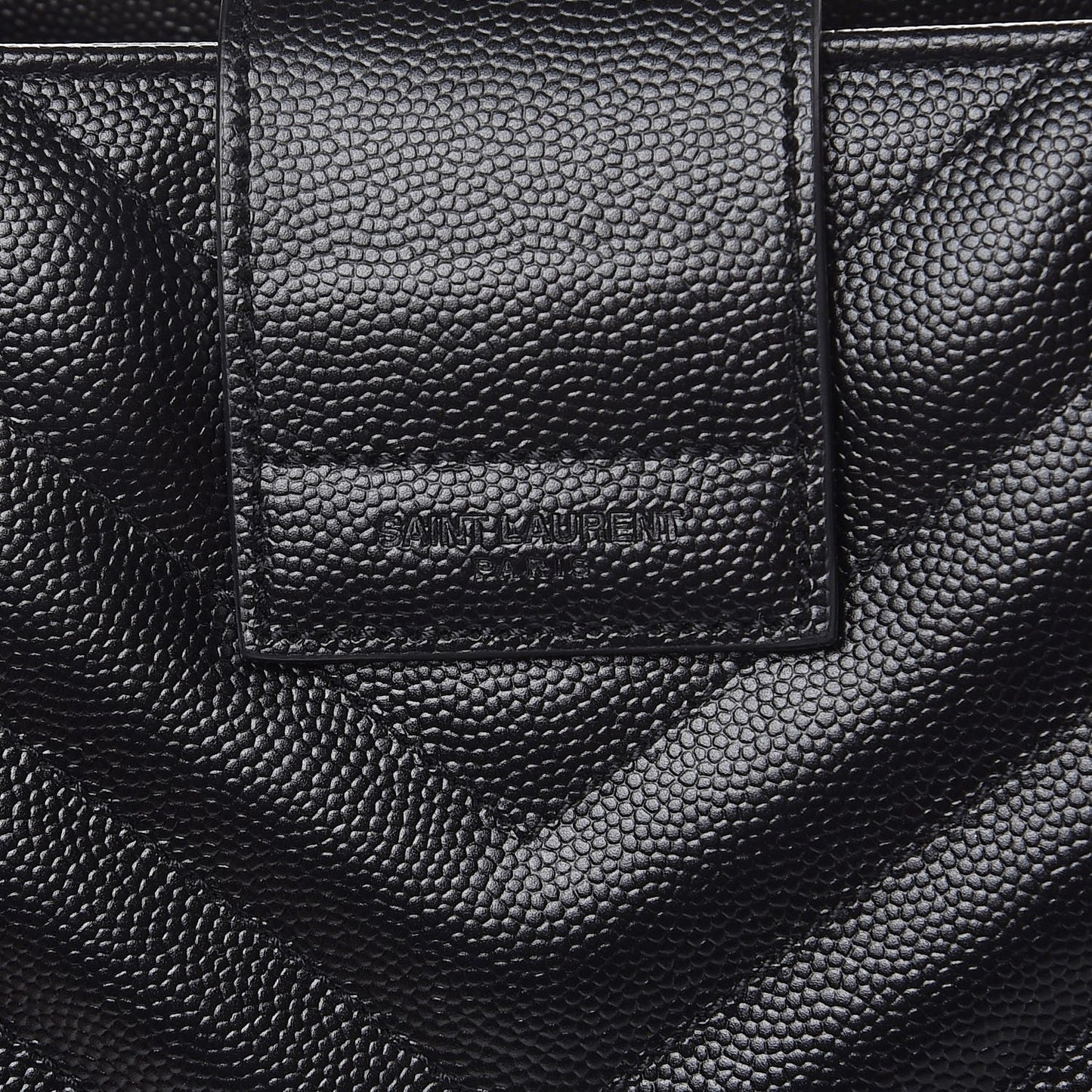 Grain De Poudre Matelasse Chevron Monogram Shopping Bag Black