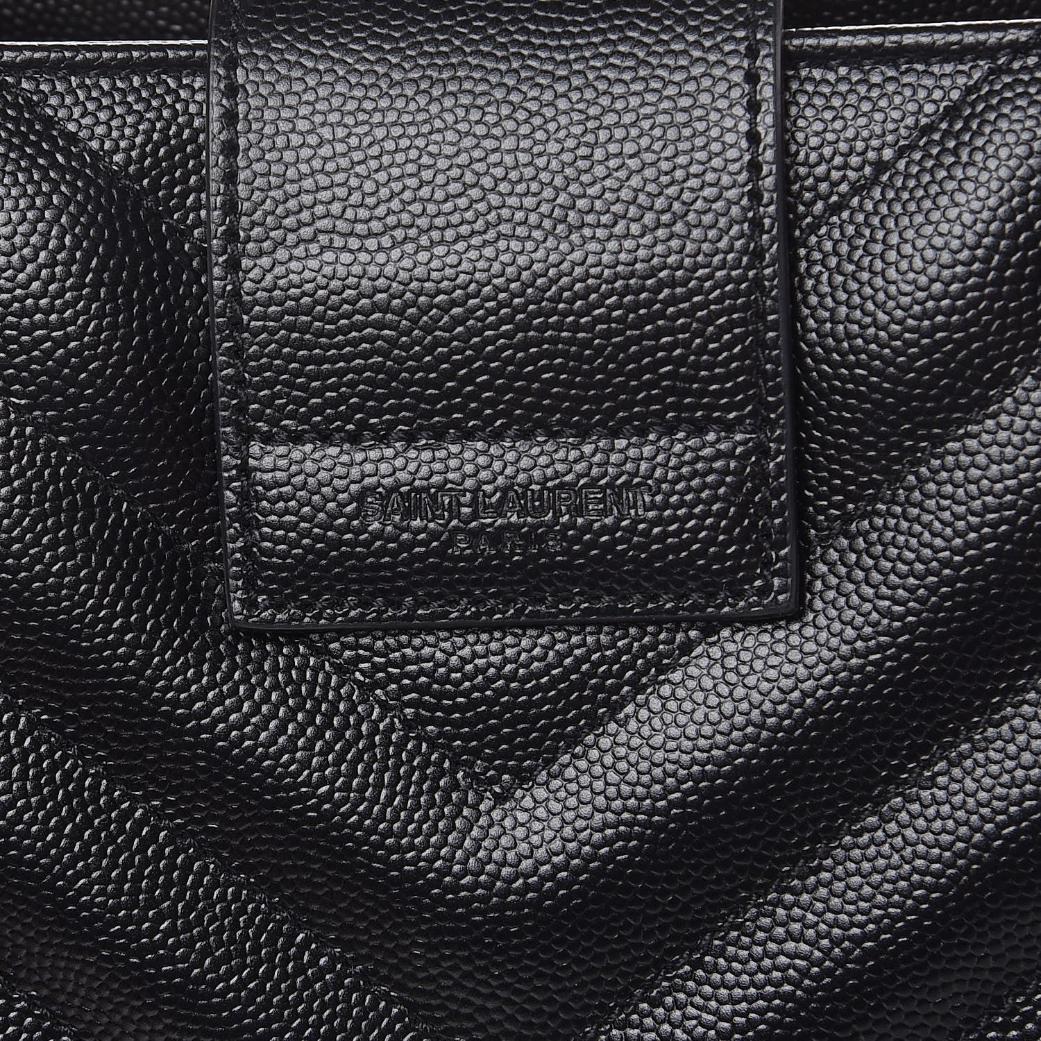Saint Laurent Grain De Poudre Matelasse Chevron Monogram Shopping Bag Black 8 of 9