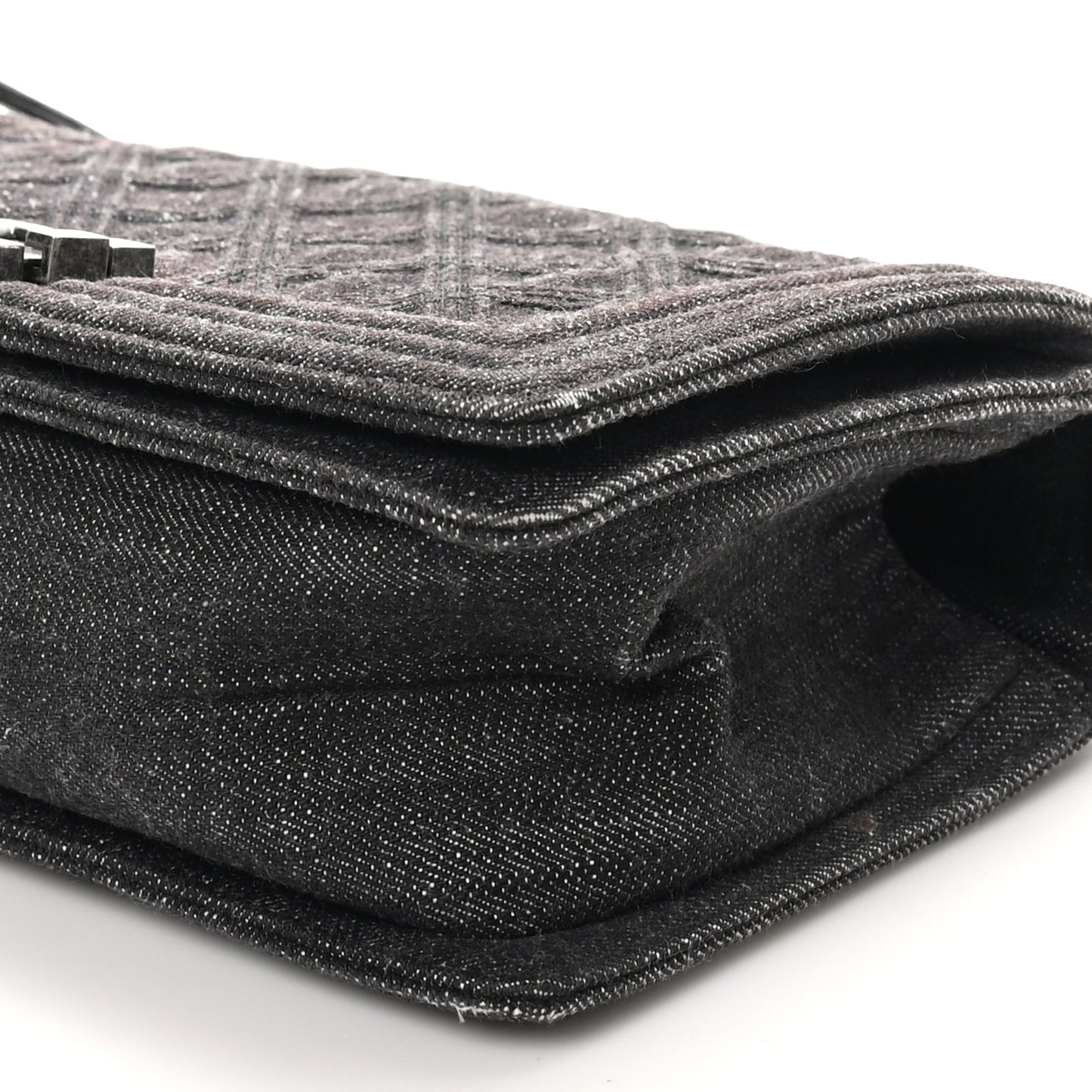 Denim Quilted Medium Boy Flap Black