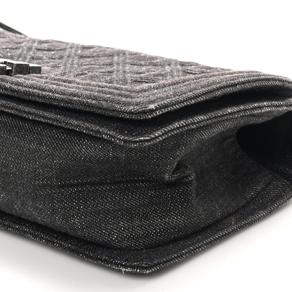 Chanel Denim Quilted Medium Boy Flap Black 10 of 10