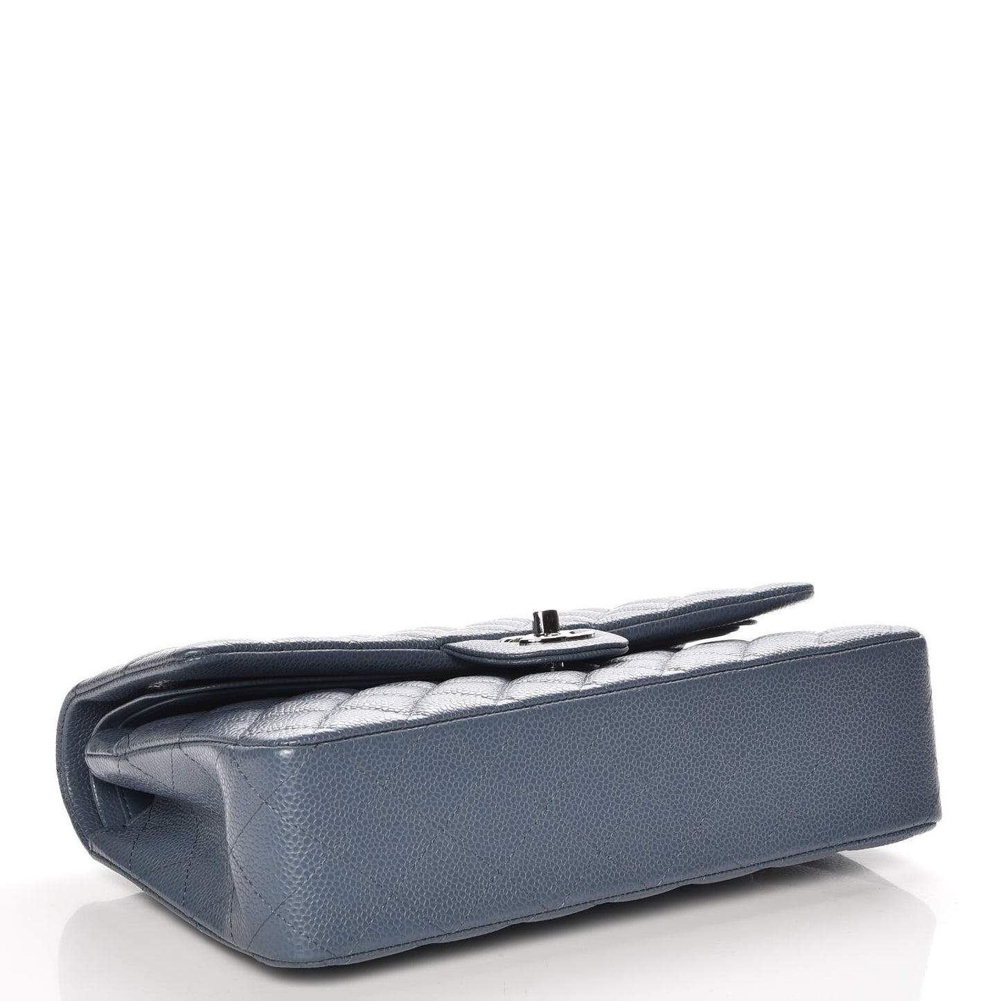 Caviar Quilted Medium Double Flap Blue