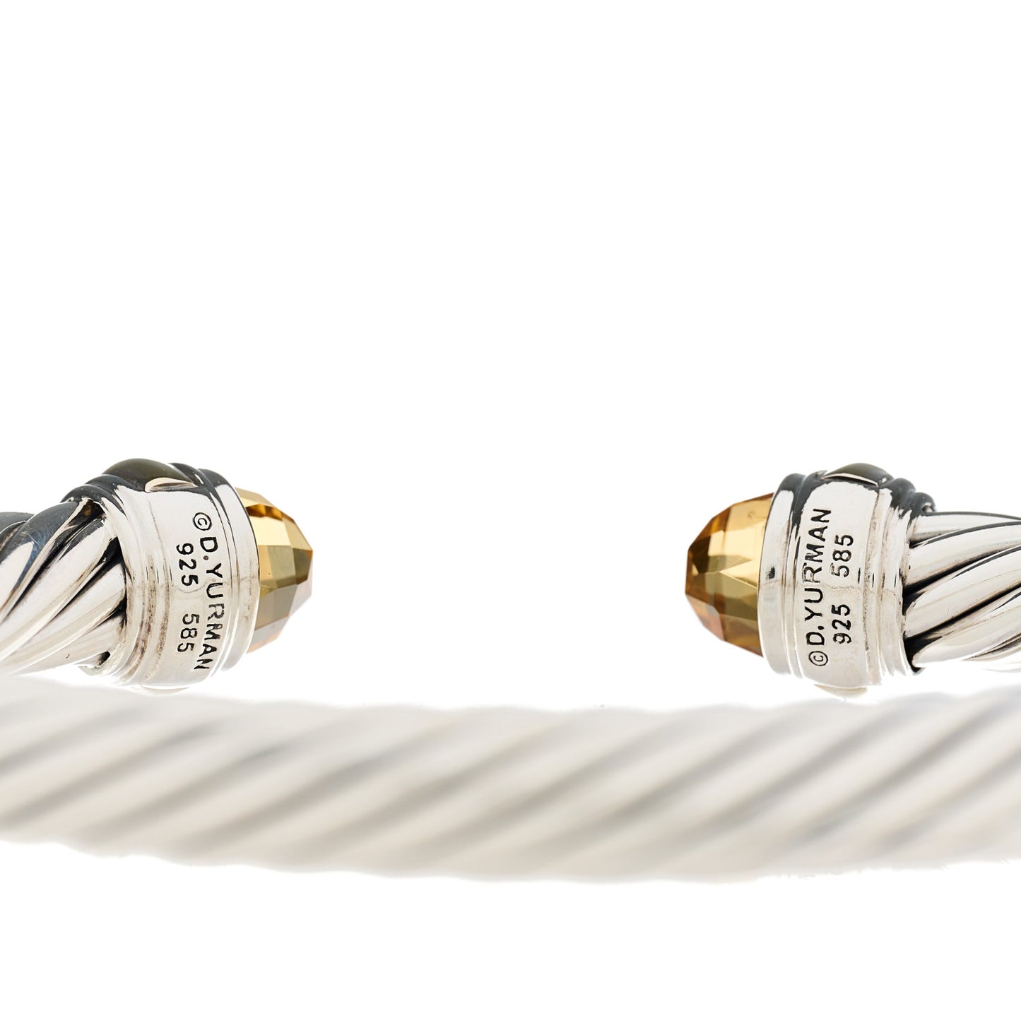 Sterling Silver 14K Yellow Gold Citrine 7mm Cable Classics Bracelet