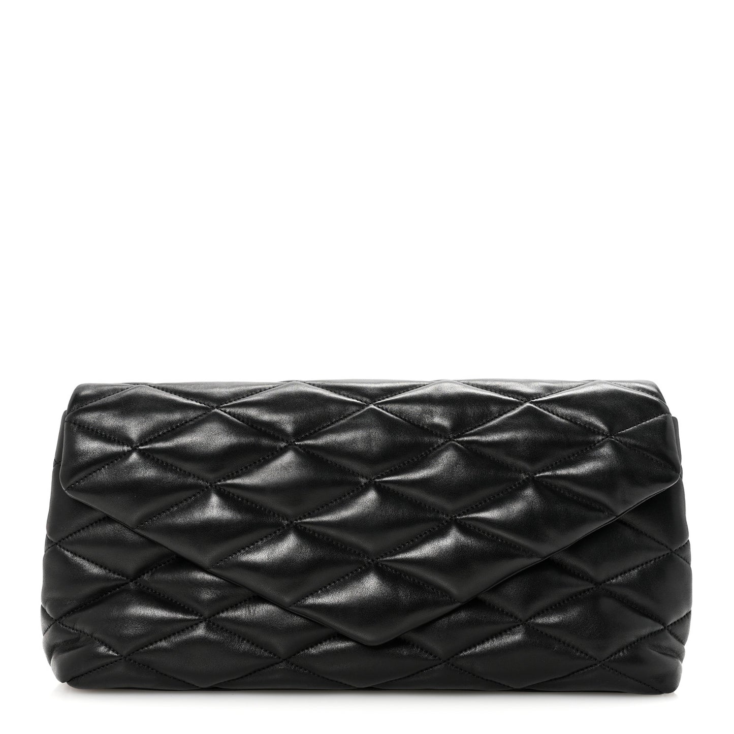 Lambskin Quilted Sade Puffer Envelope Clutch Black