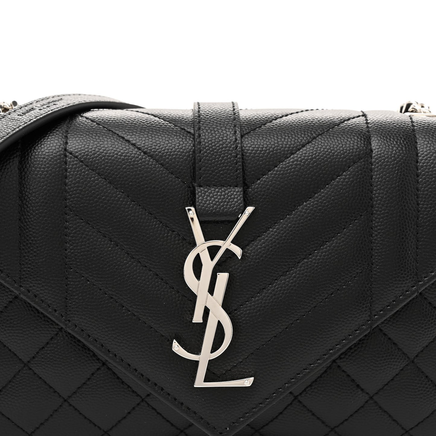 Grain De Poudre Textured Mixed Matelasse Triquilt Small Monogram Satchel Black