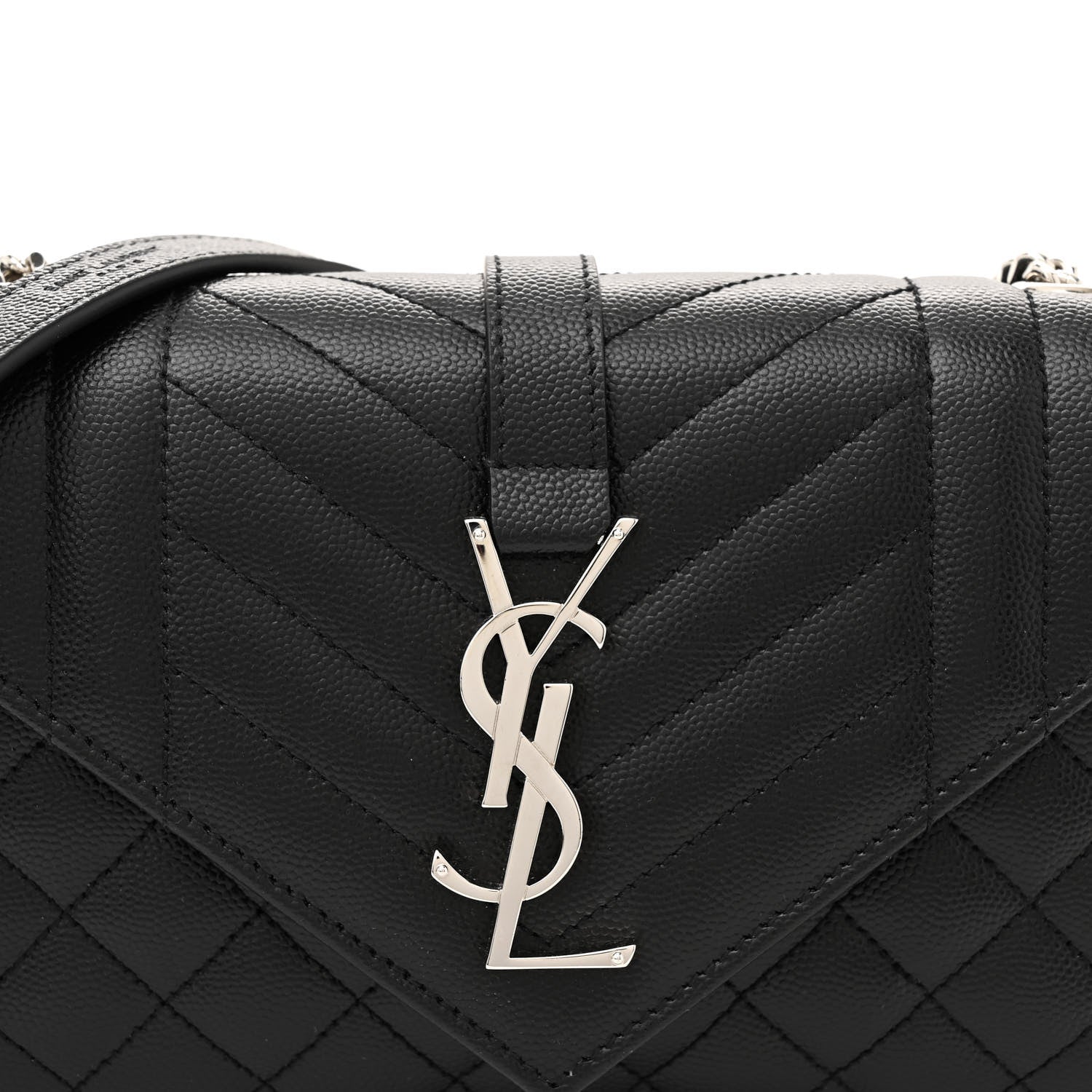 Saint Laurent Grain De Poudre Textured Mixed Matelasse Triquilt Small Monogram Satchel Black 8 of 10