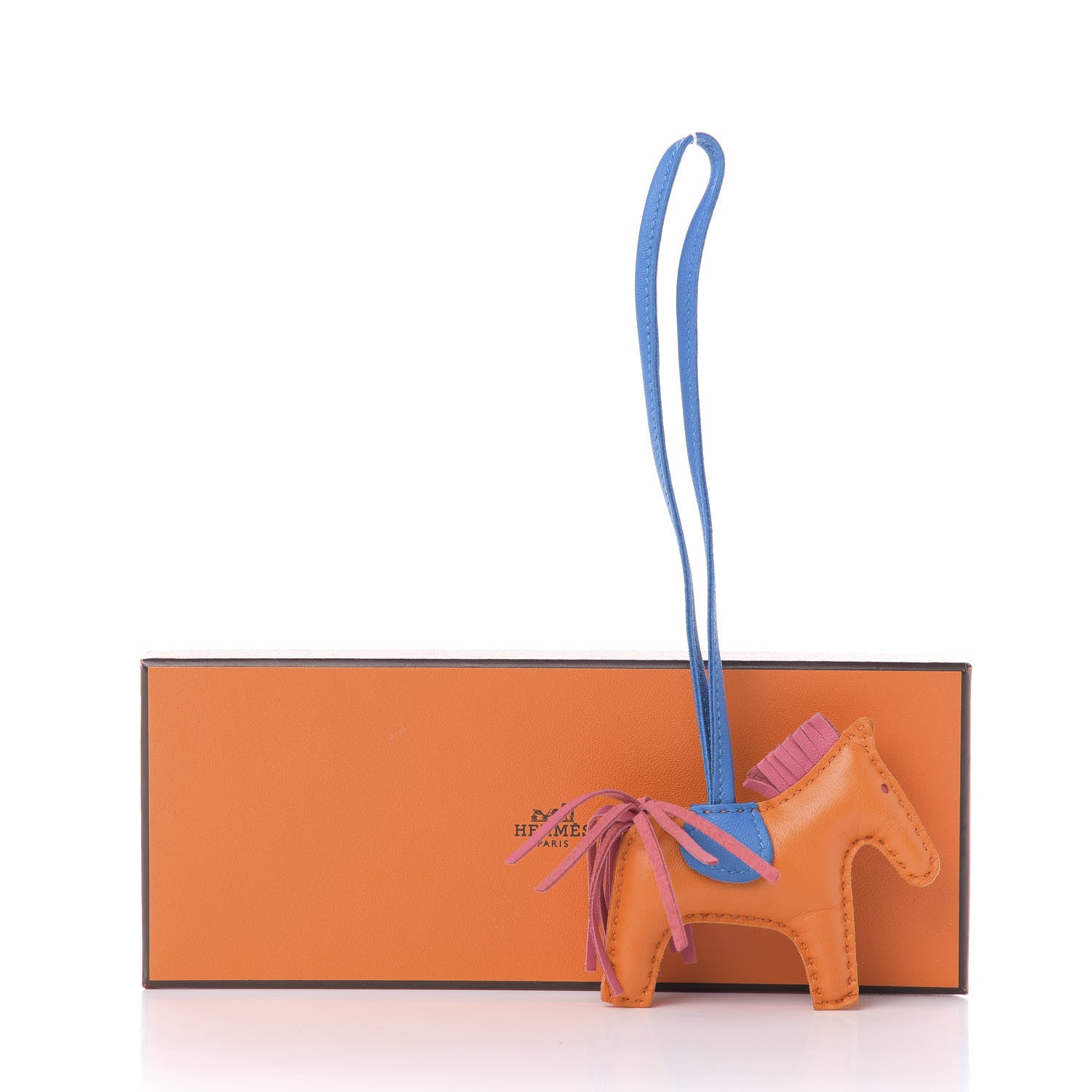 Hermes Milo Lambskin Grigri Rodeo Horse Bag Charm PM Orange Blue Zanzibar Rose Azalee 5 of 5