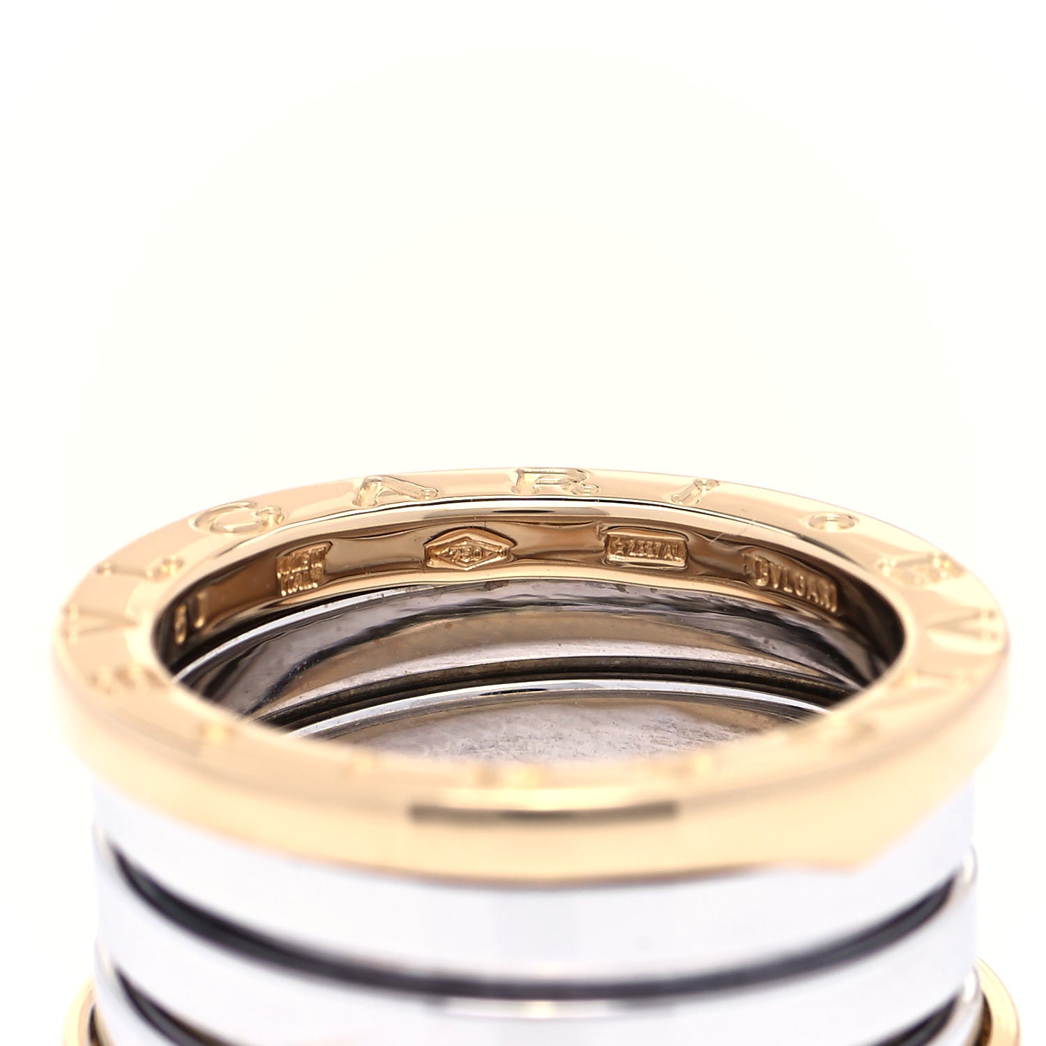 Bulgari 18K White Yellow Gold B.Zero1 Four-Band Ring 50 5.25 4 of 5