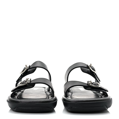 Prada Natural Calfskin Double Buckle 20mm Sandals 39 Black 2 of 9