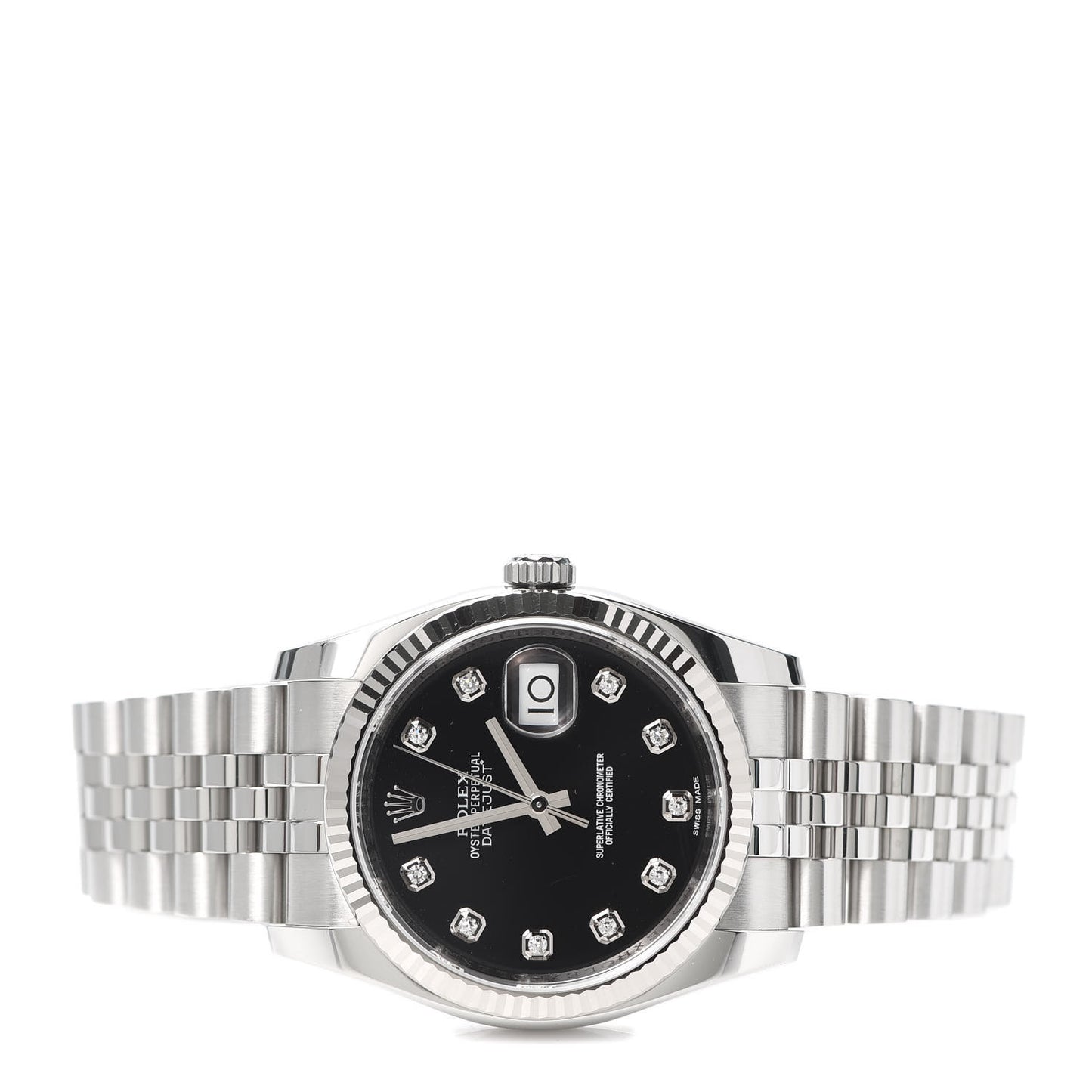 Stainless Steel 18K White Gold Diamond 36mm Oyster Perpetual Datejust Watch Black 116234