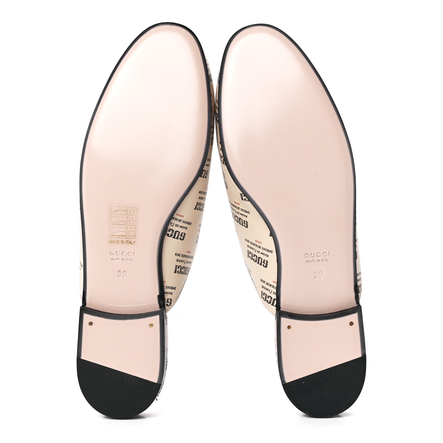 Gucci Calfskin Stamp Print Womens Princetown Slippers 39 Soy Black 5 of 8