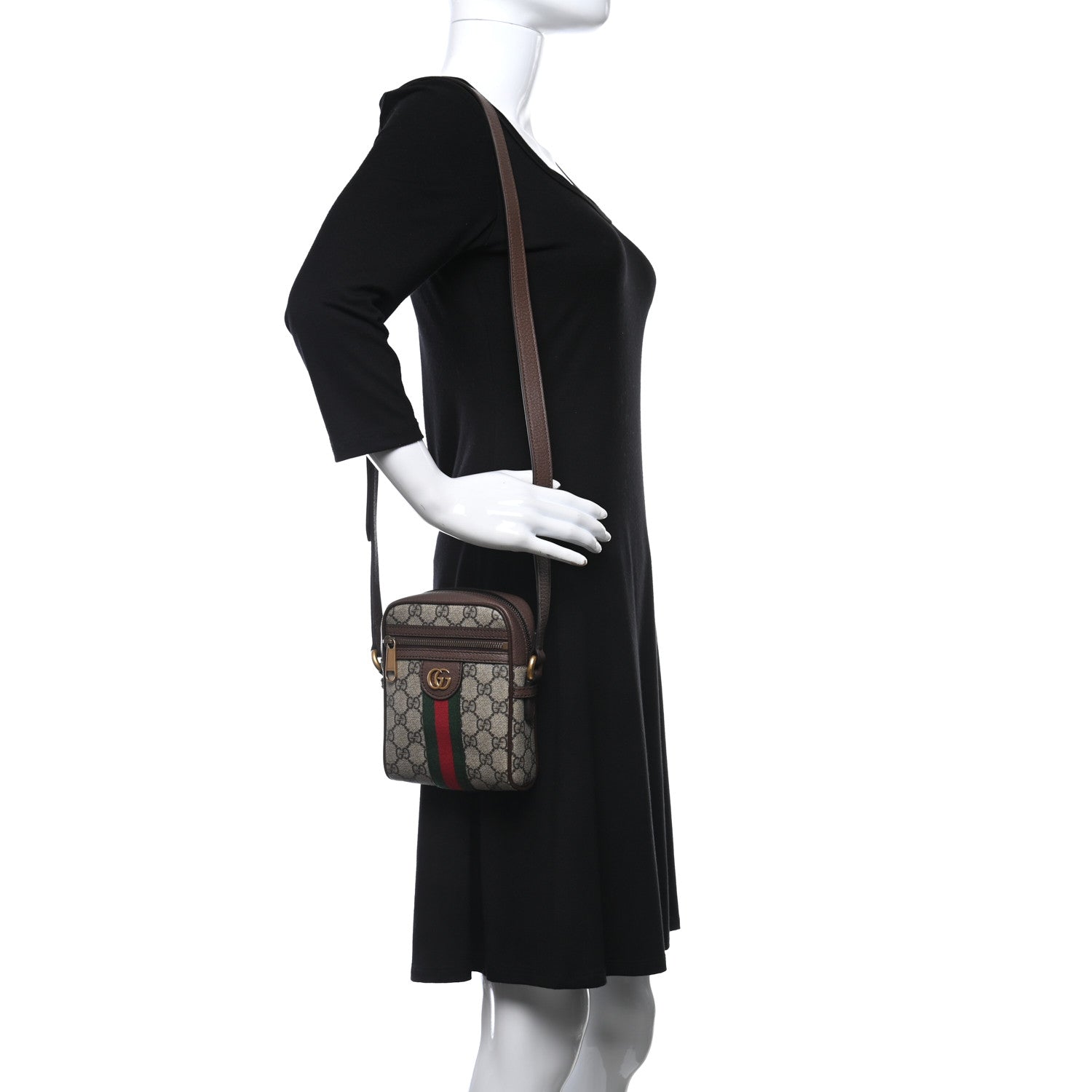 Gucci GG Supreme Monogram Web Mini Ophidia Messenger Brown 2 of 7