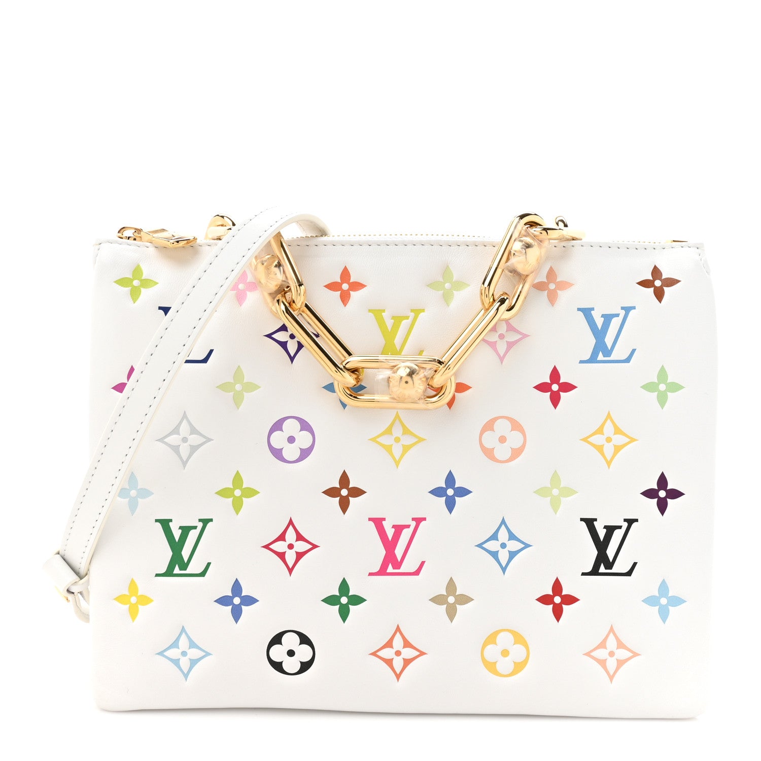 Louis Vuitton LV x TM Lambskin Embossed Monogram Coussin PM White Multicolor 1 of 13
