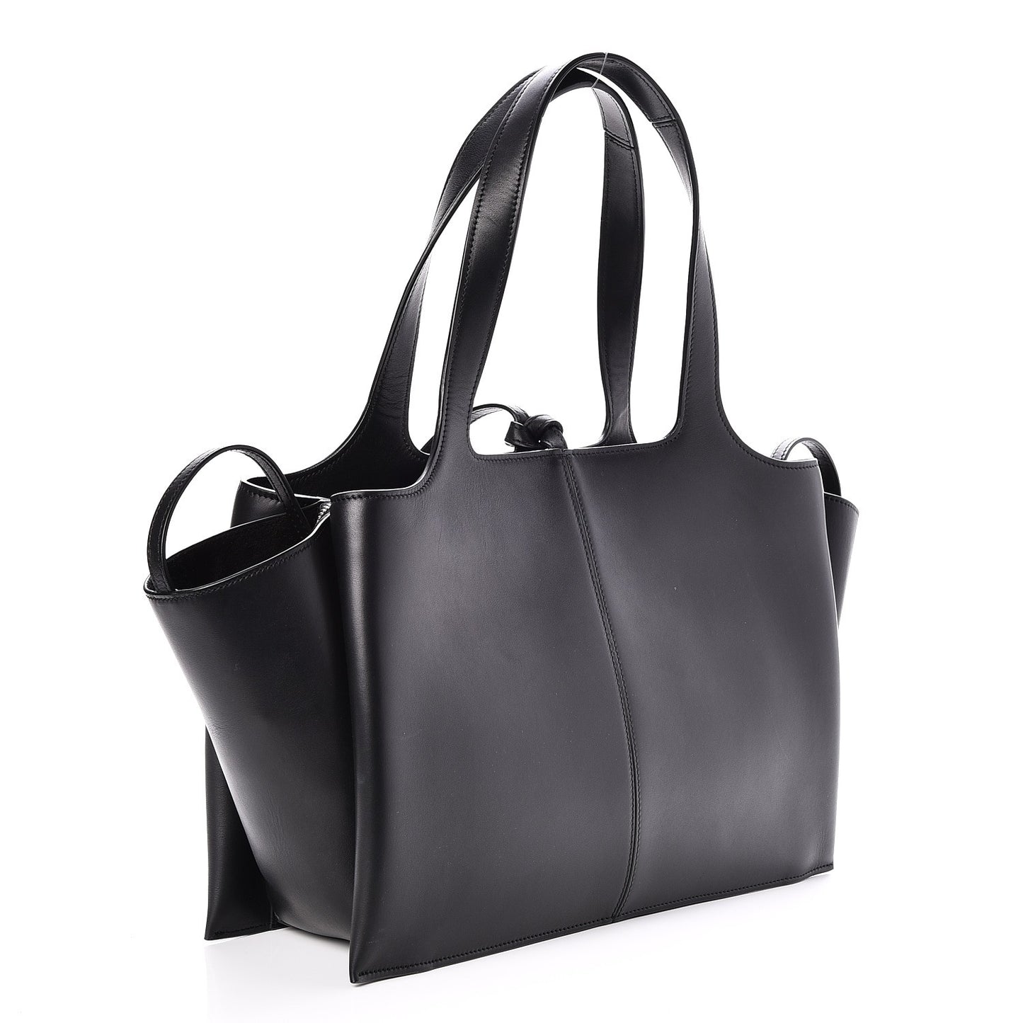 Supple Natural Calfskin Medium Tri-Fold Bag Black