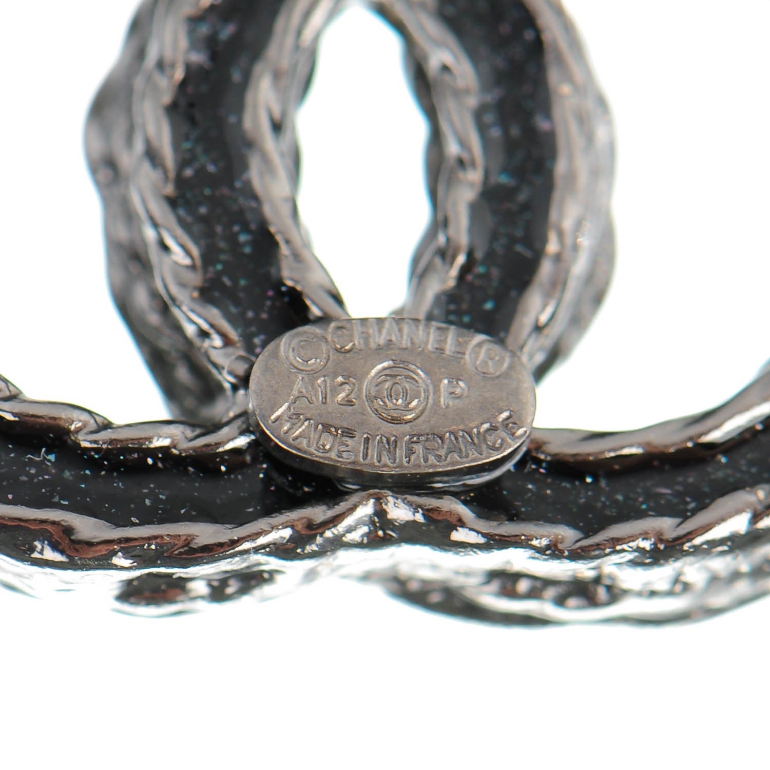 Chanel Crystal CC Earrings Ruthenium Black 4 of 5