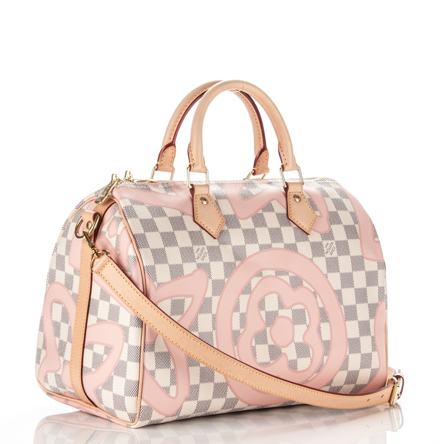 Louis Vuitton Damier Azur Tahitienne Speedy Bandouliere 30 Rose Ballerine 3 of 7
