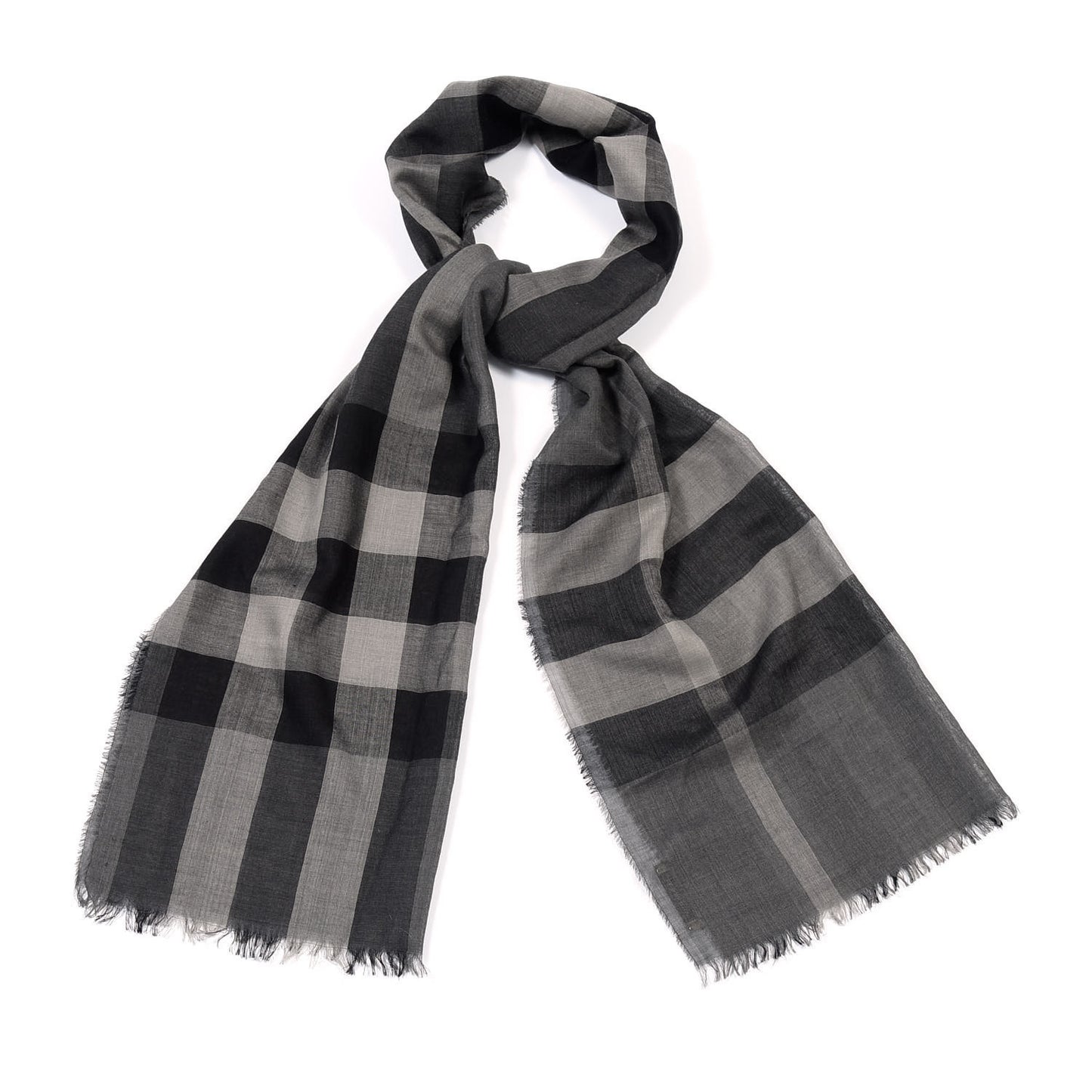 Cashmere Giant Check Lightweight Scarf Grey