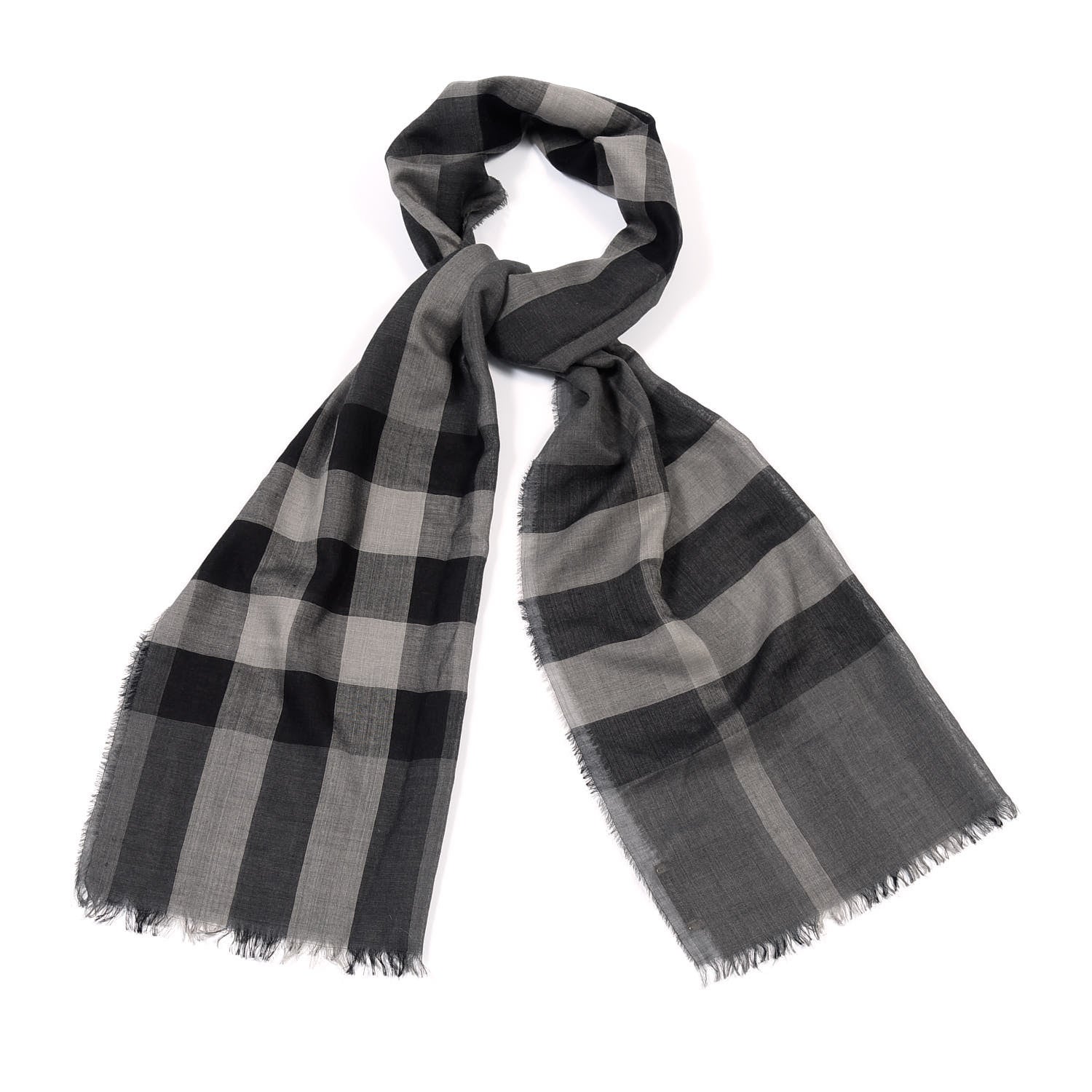 Burberry Cashmere Giant Check Lightweight Scarf Grey 1 of 3