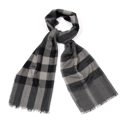 Burberry Cashmere Giant Check Lightweight Scarf Grey 1 of 3