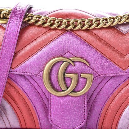 Gucci Metallic Calfskin Matelasse Mini GG Marmont Shoulder Bag Fuchsia 10 of 10