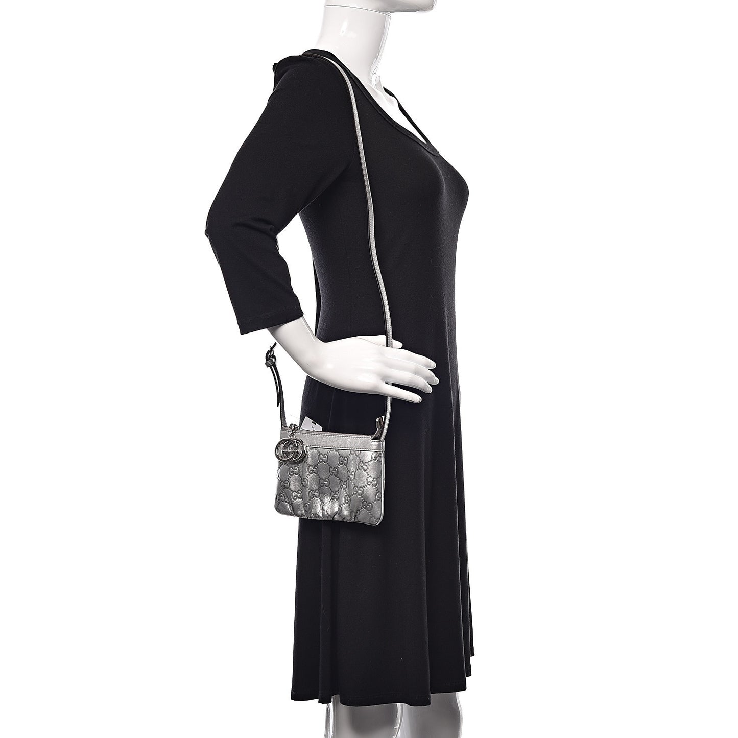 Metallic Guccissima Small Crossbody Bag Silver