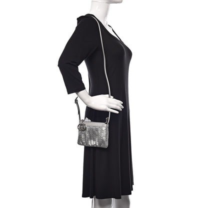 Gucci Metallic Guccissima Small Crossbody Bag Silver 2 of 10