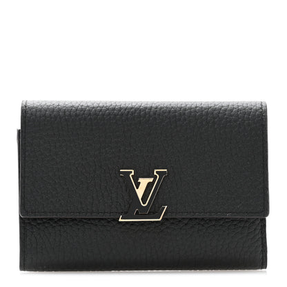 Louis Vuitton Taurillon Capucines Compact Wallet Black 1 of 7