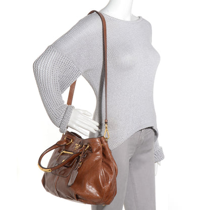 Prada Vitello Shine Convertible Satchel Palissandro 2 of 9