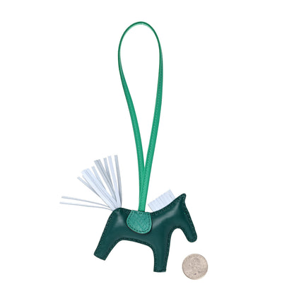 Hermes Milo Lambskin Matte Alligator Touch Grigri Rodeo Horse Bag Charm PM Malachite Menthe Bleu Brume Very Jade 2 of 4