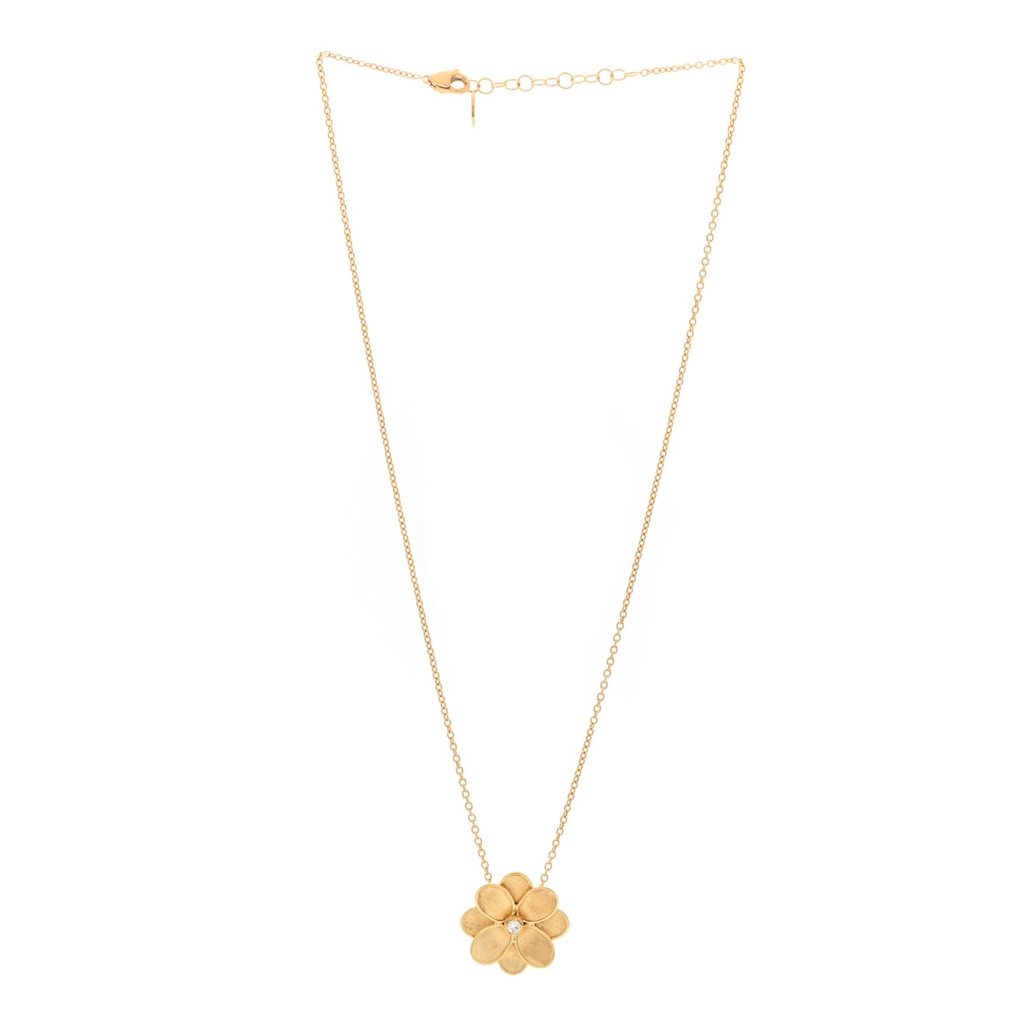 18K Yellow Gold Diamond Petali Flower Pendant Necklace