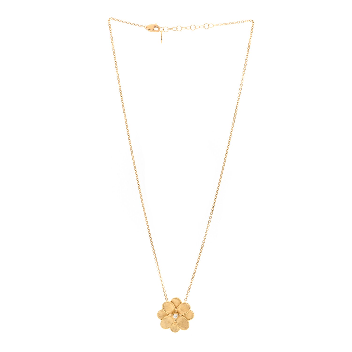 Marco Bicego 18K Yellow Gold Diamond Petali Flower Pendant Necklace 3 of 4
