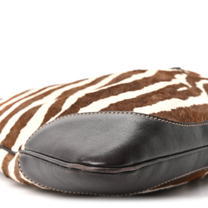 Gucci Pony Hair Zebra Print Medium Jackie O Bouvier Hobo Brown 9 of 10
