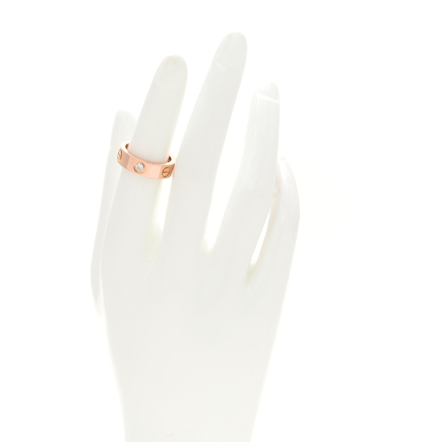18K Pink Gold 3 Diamond 5.5mm LOVE Ring 51 5.75