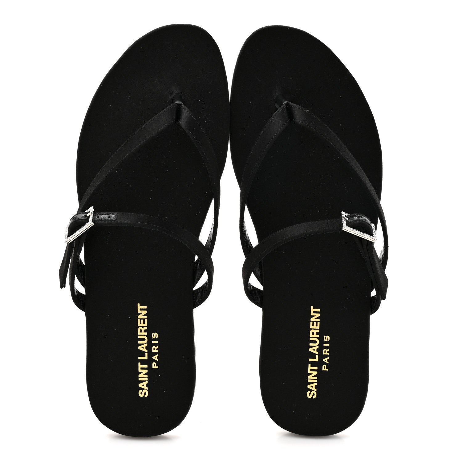 Saint Laurent Crepe Satin Laszlo Sandals 39.5 Black 2 of 9