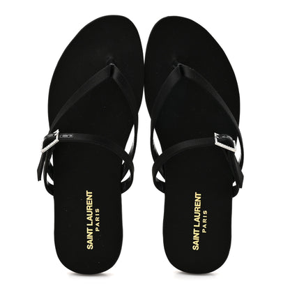 Saint Laurent Crepe Satin Laszlo Sandals 39.5 Black 2 of 9