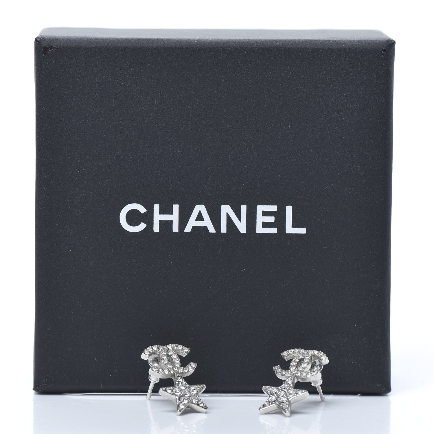 Chanel Crystal CC Starfall Drop Earrings Silver 5 of 5