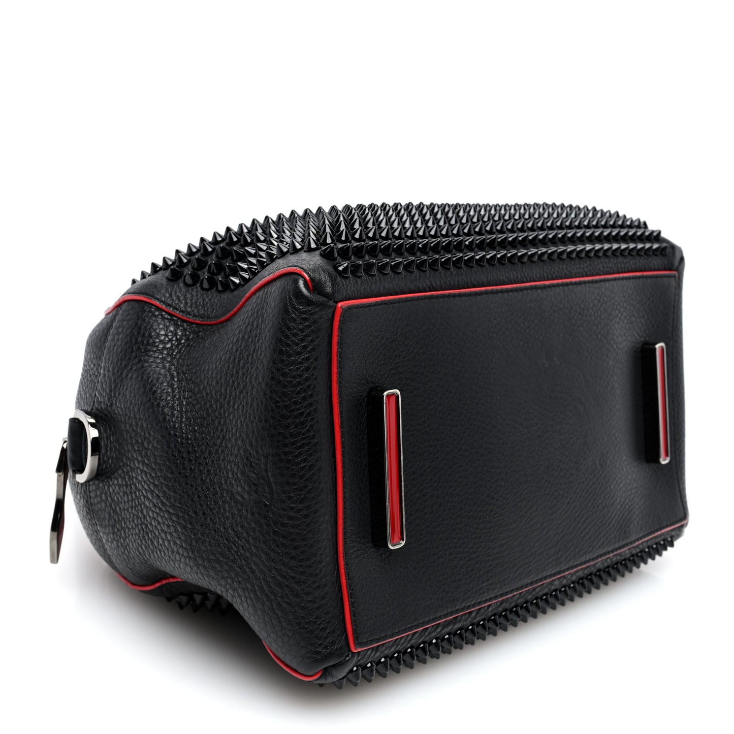 Grained Calfskin Studded Panettone Bowling Bag Black