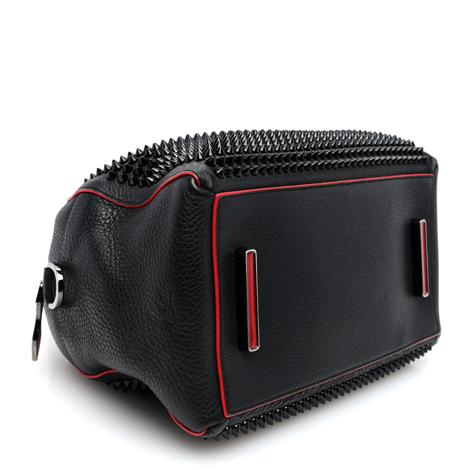 Christian Louboutin Grained Calfskin Studded Panettone Bowling Bag Black 4 of 9