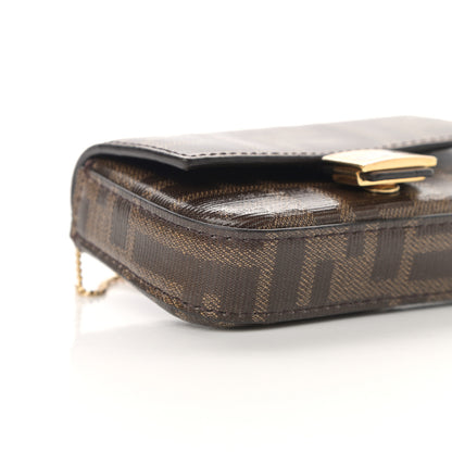 Fendi Glazed Fabric FF 1974 Nano Baguette Charm Mogano Panna 9 of 12